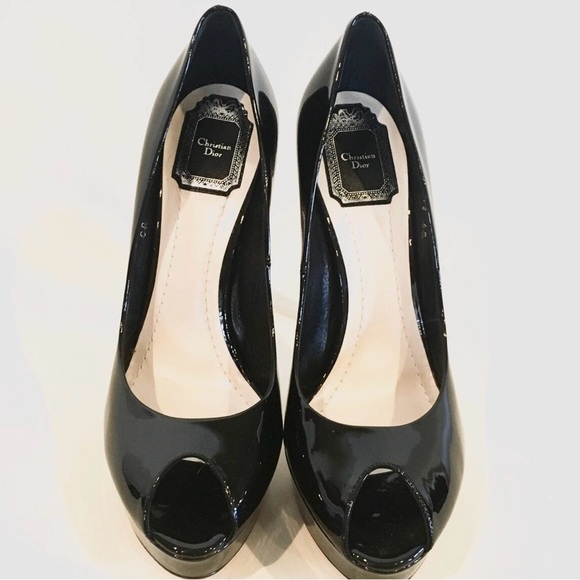 Dior Peep Toe Patent Pumps - Picture 2 of 7